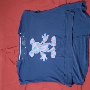 Short sleeve navy blue Mickey high low crop